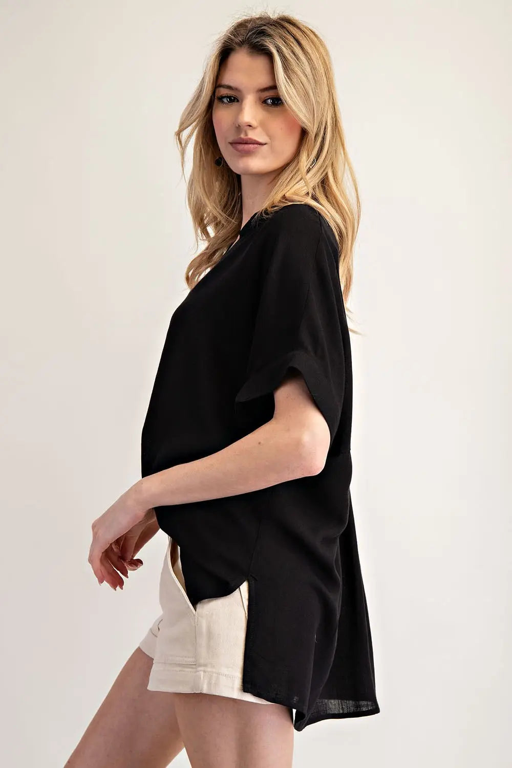 High Low Short Sleeve Blouse