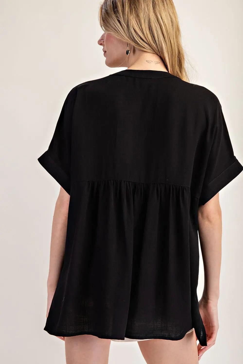 High Low Short Sleeve Blouse
