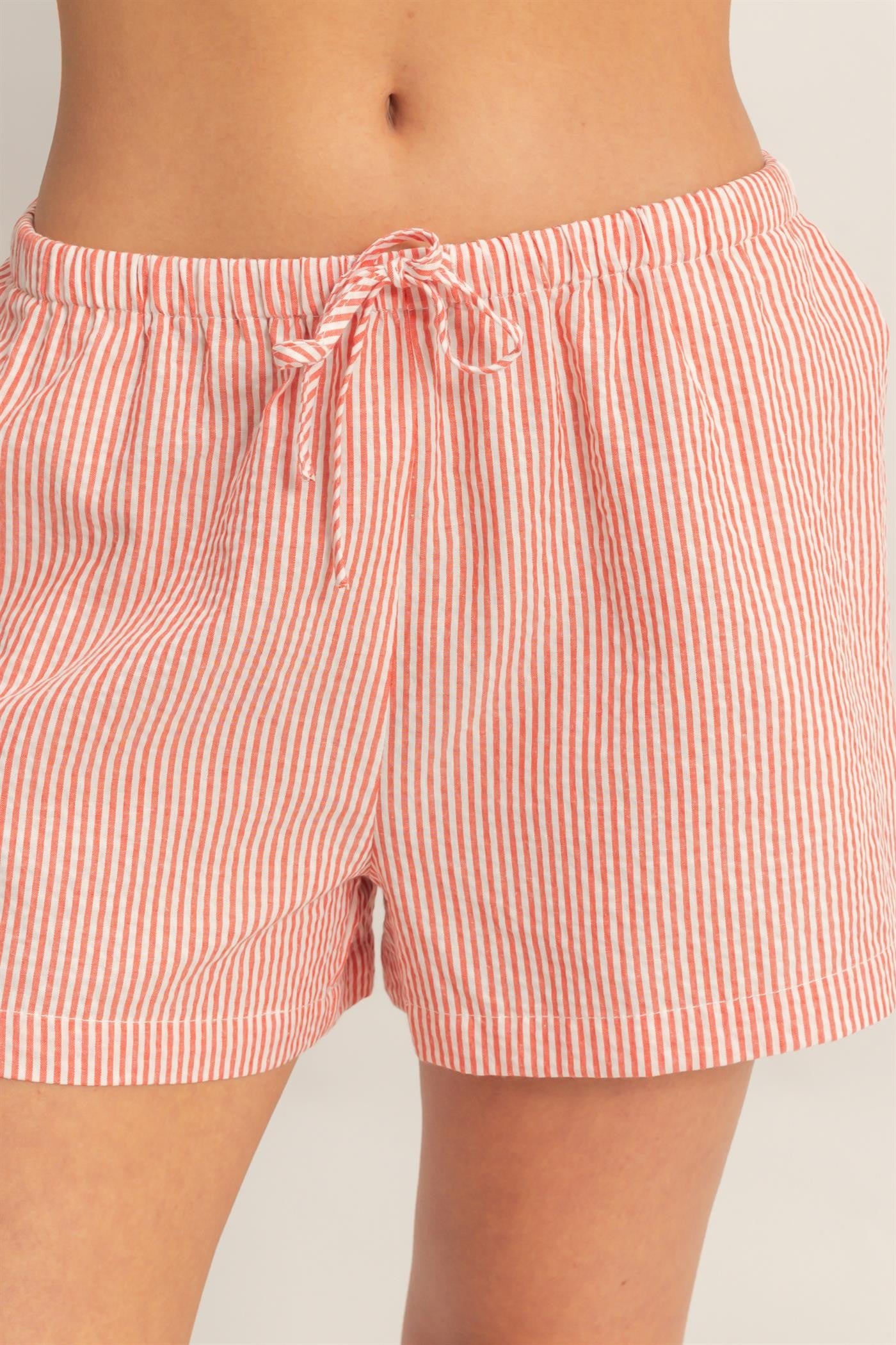 Pin Stripe Shorts {Red}
