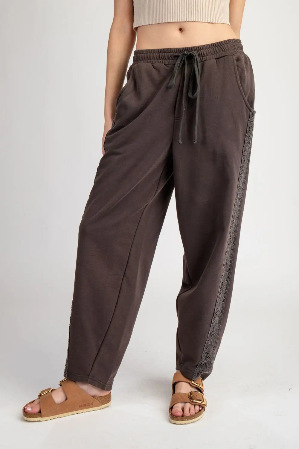 Lace Trim Mineral Washed Jogger