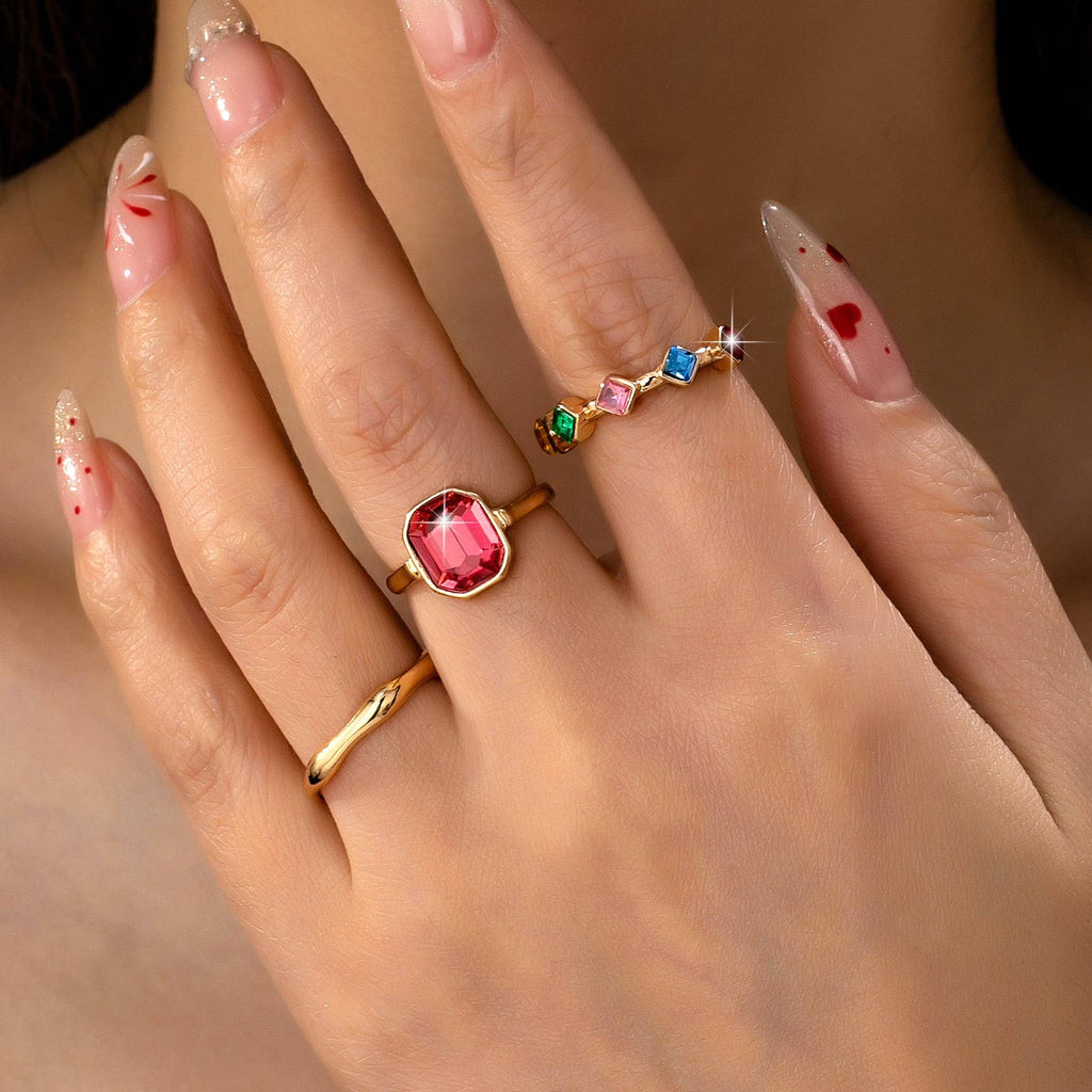 Rainbow Gemstone Organic Statement Ring