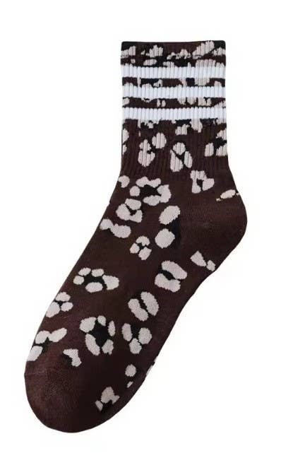LEOPARD HALF CREW THROWBACK SOCKS