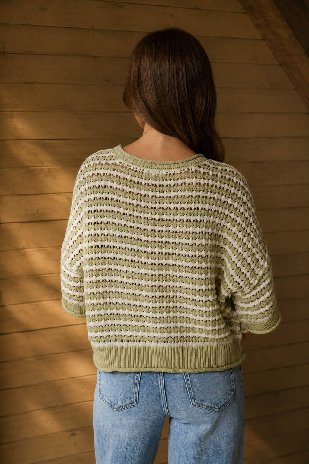 Stripe Crochet Knit Cardigan