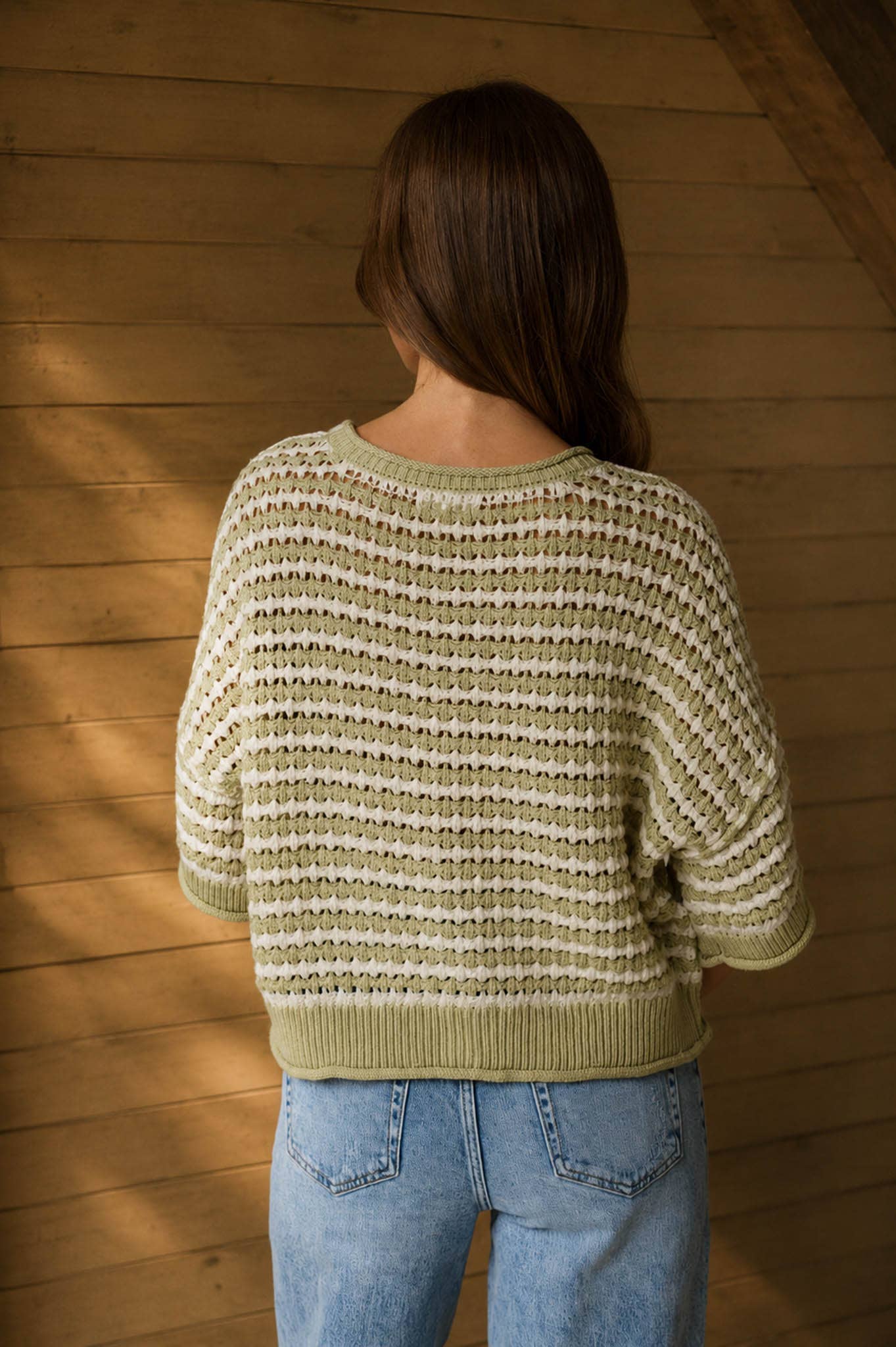 Stripe Crochet Knit Cardigan
