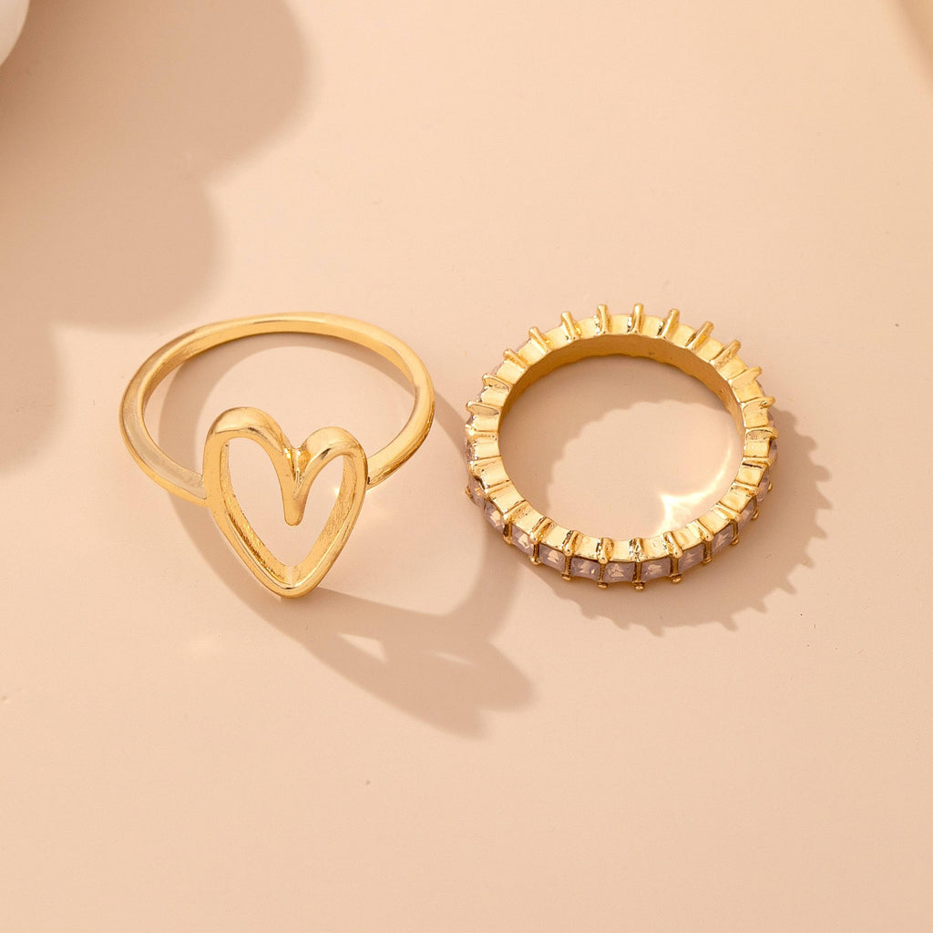 Baguette Crystal Heart Open Ring
