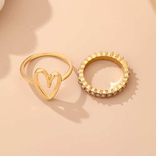 Baguette Crystal Heart Open Ring