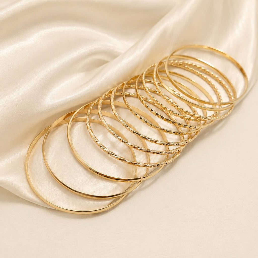 Gold-Tone Multi-Pattern Bangle Set