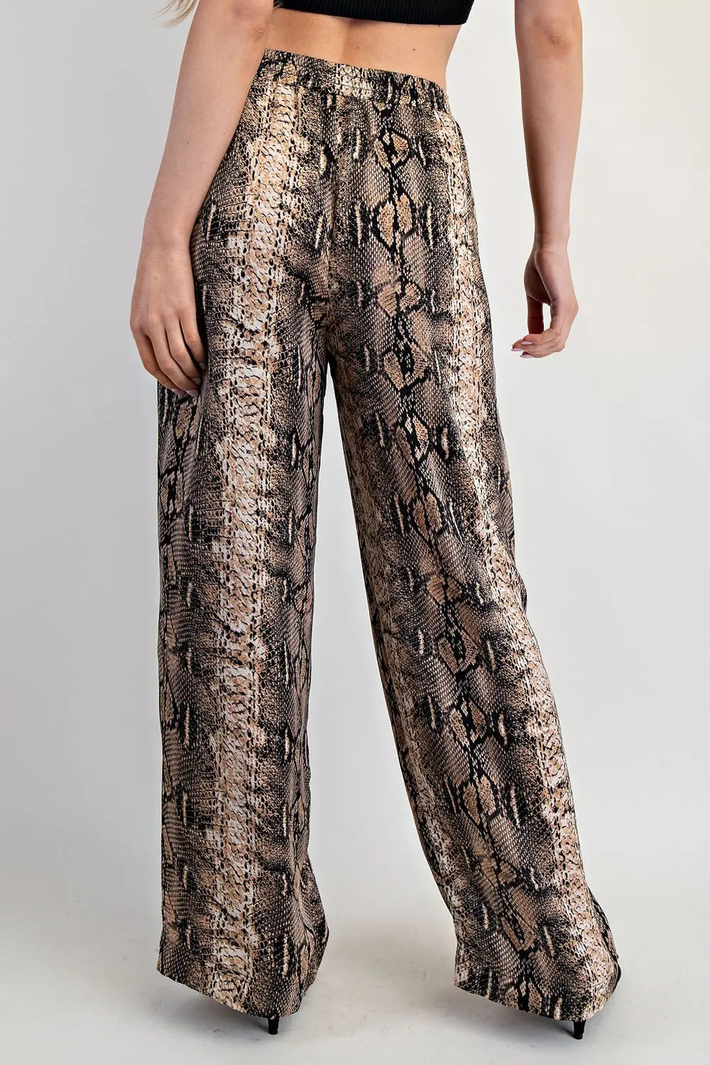 Black Side Seam Snake Print Pants