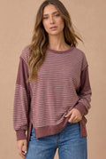 Stripe Color Block Pullover Sweatshirt