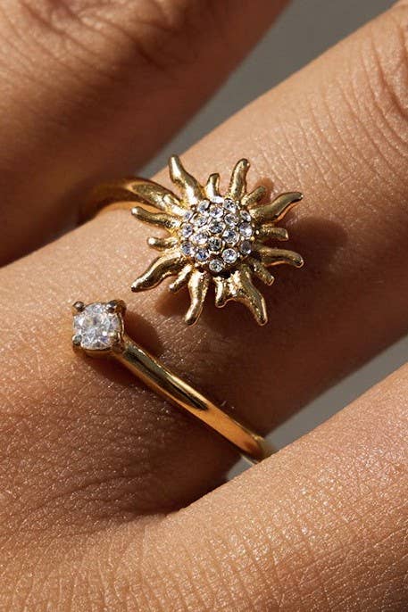 18K STAINLESS STEEL TARNISH FREE FLOWER RING
