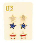 USA Flag Star Earrings Set