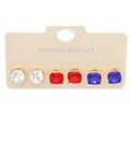 Square Glass Bead Studs Set