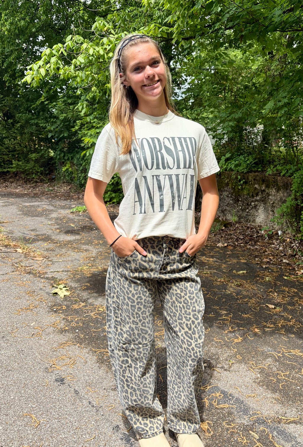 SLOUCHY LEOPARD BARREL PANTS