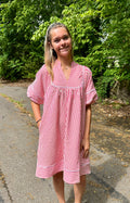 Striped Puff Sleeve Dress