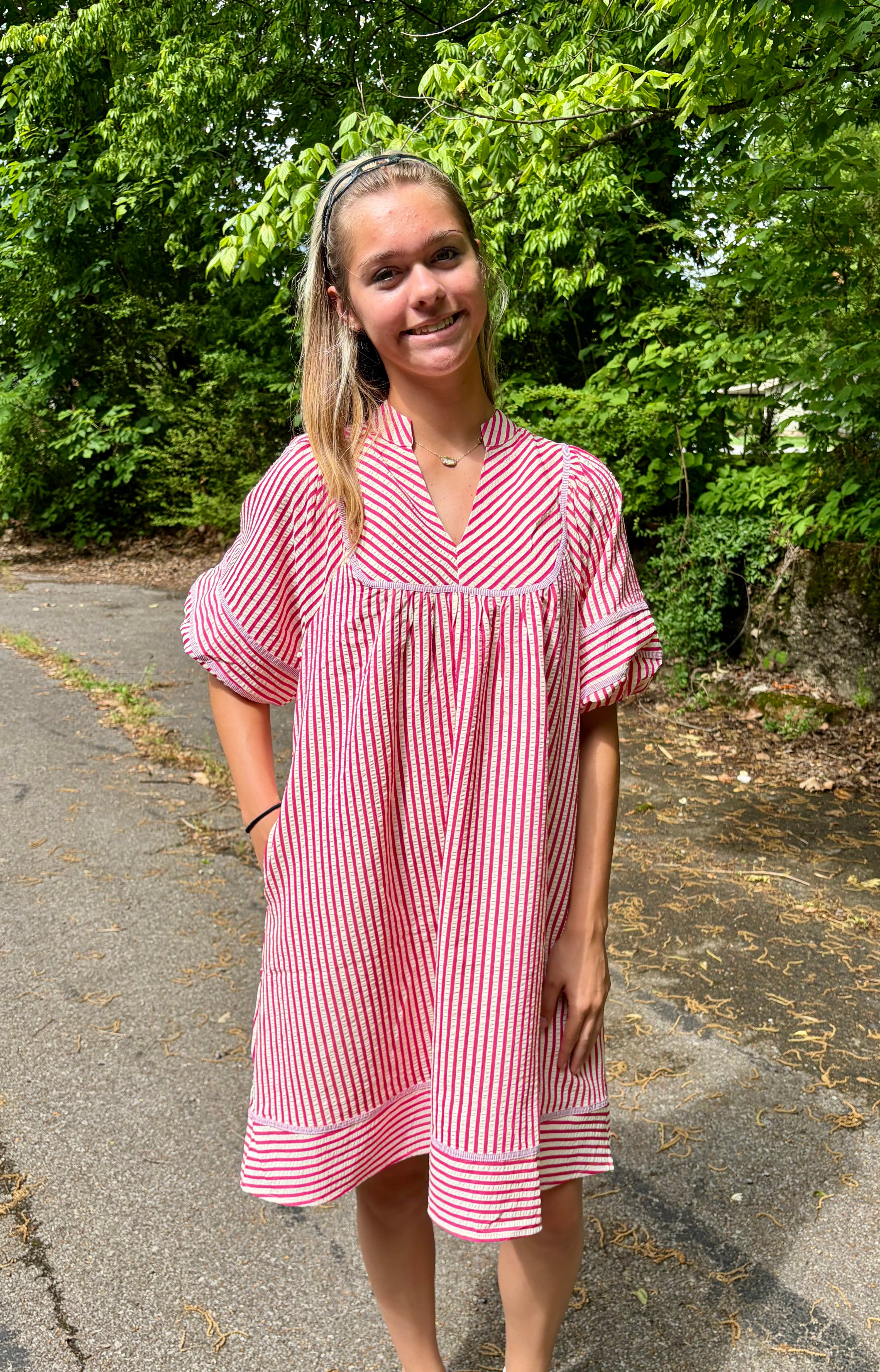 Striped Puff Sleeve Dress