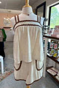 Scalloped Trim Sleeveless Linen Cami & Shorts