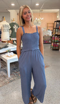 Smocked Babydoll Jumpsuit