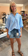 Dolman Sleeve Embroidered Gauze Top