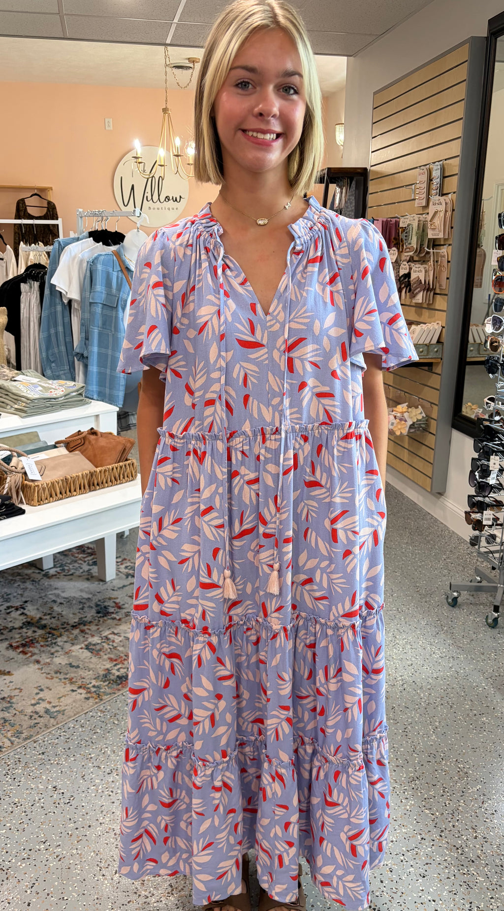 Feather Printed Maxi Dress