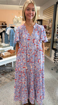 Feather Printed Maxi Dress