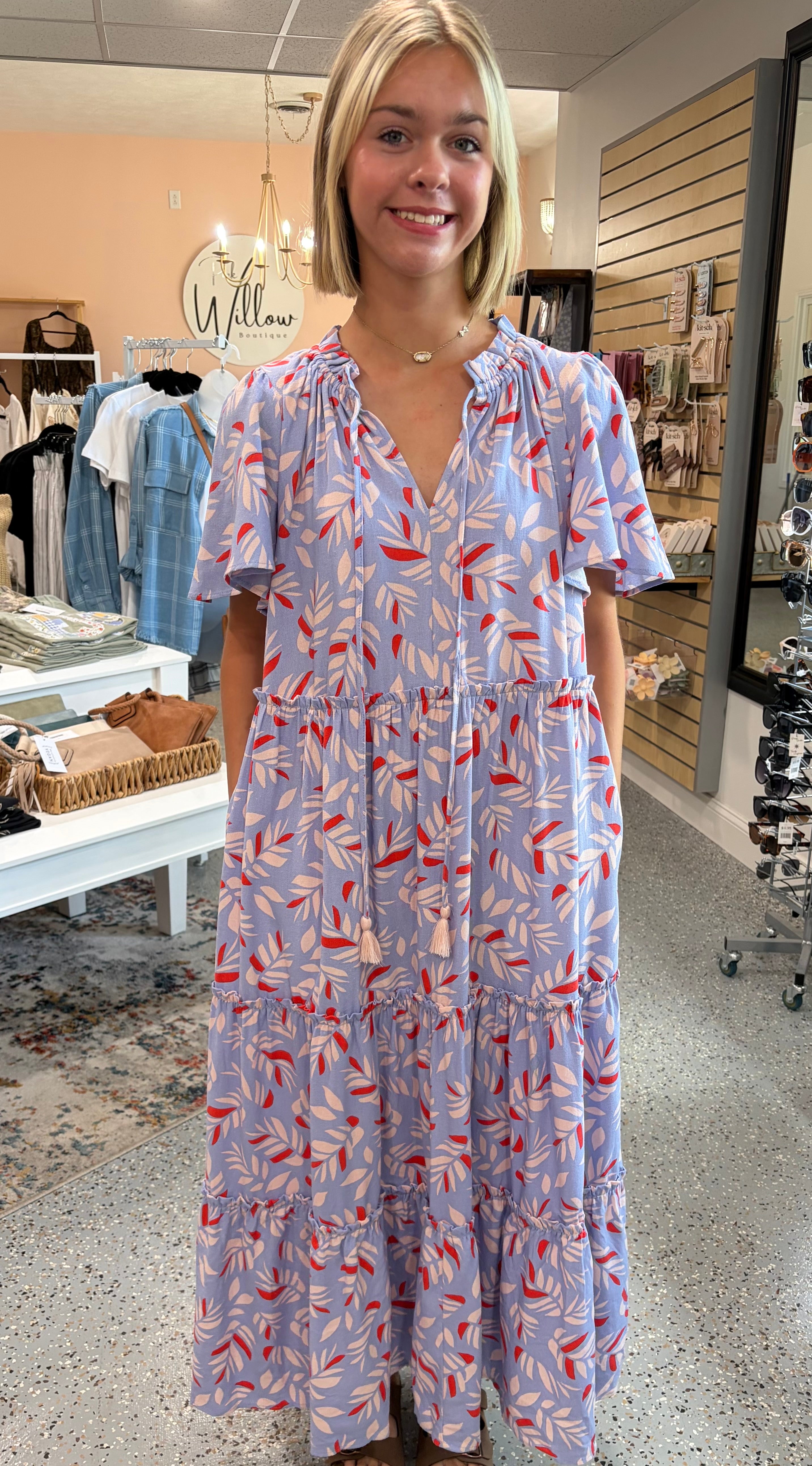Feather Printed Maxi Dress