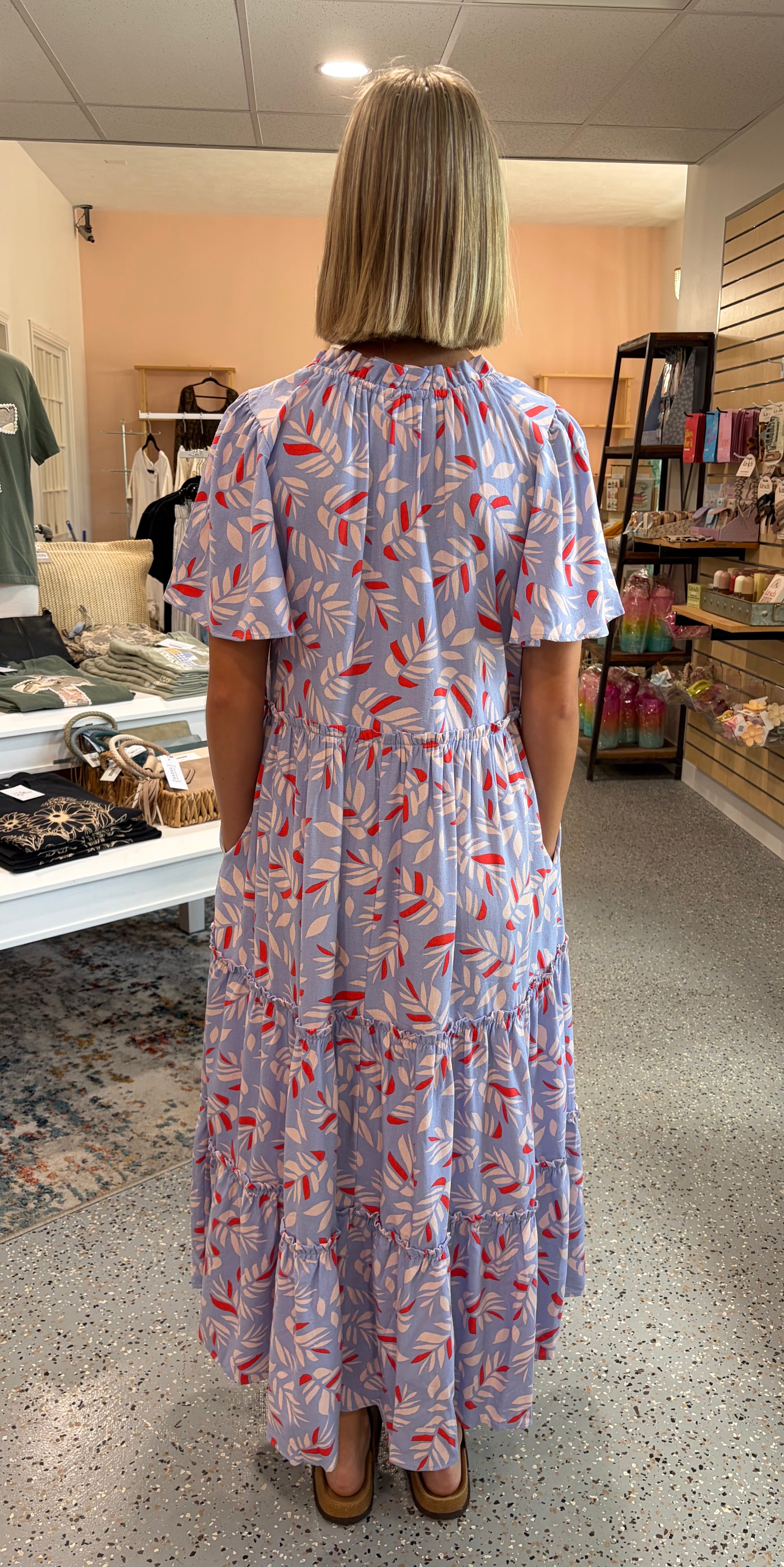 Feather Printed Maxi Dress