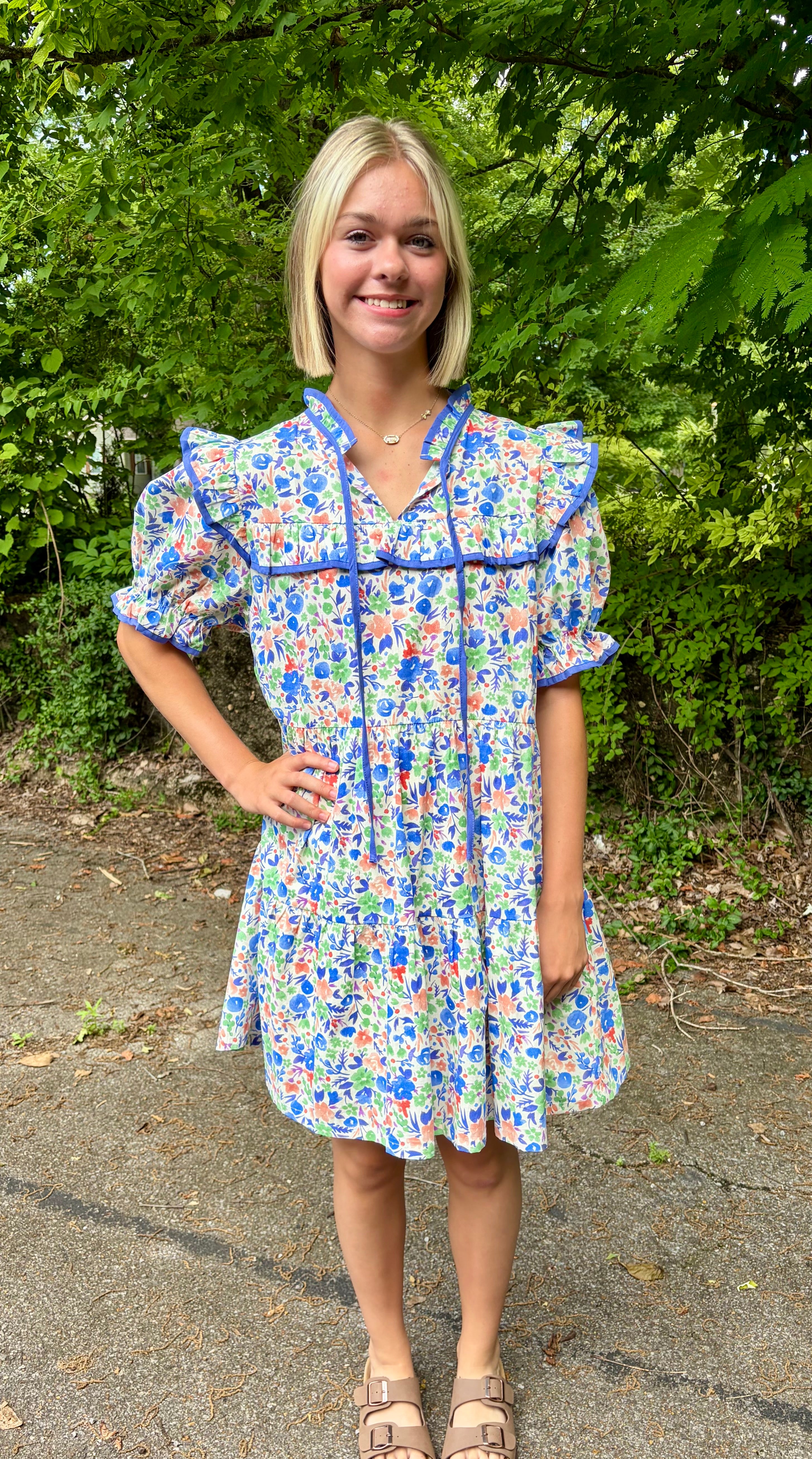 Ruffle Trim Floral Babydoll Dress