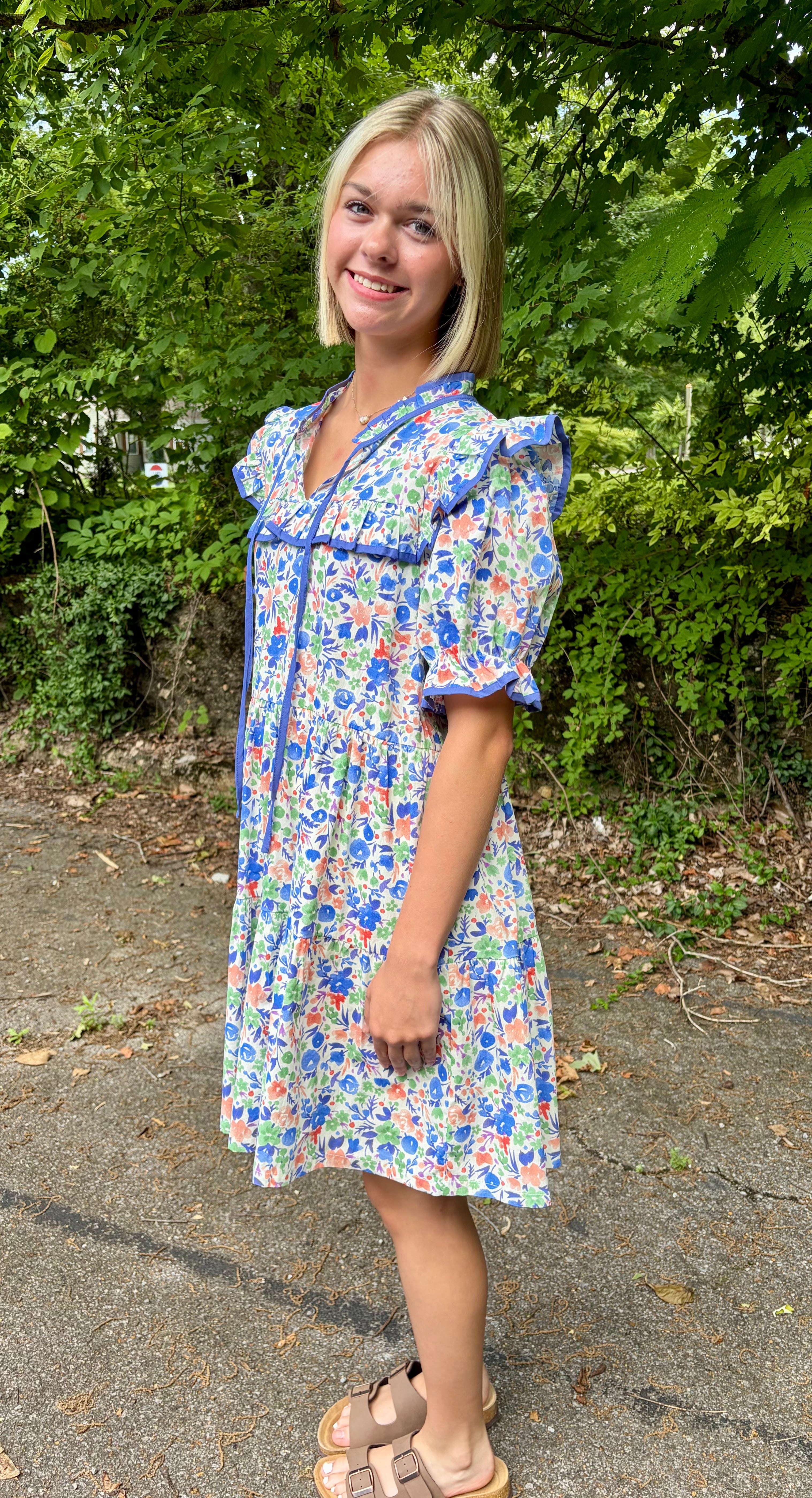 Ruffle Trim Floral Babydoll Dress