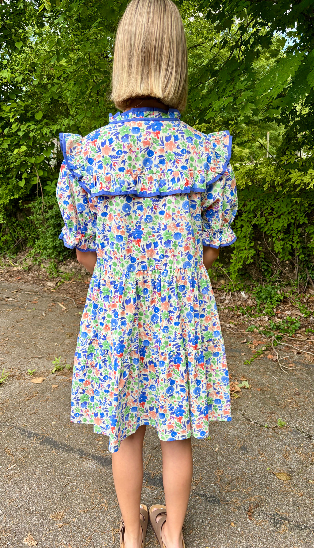Ruffle Trim Floral Babydoll Dress