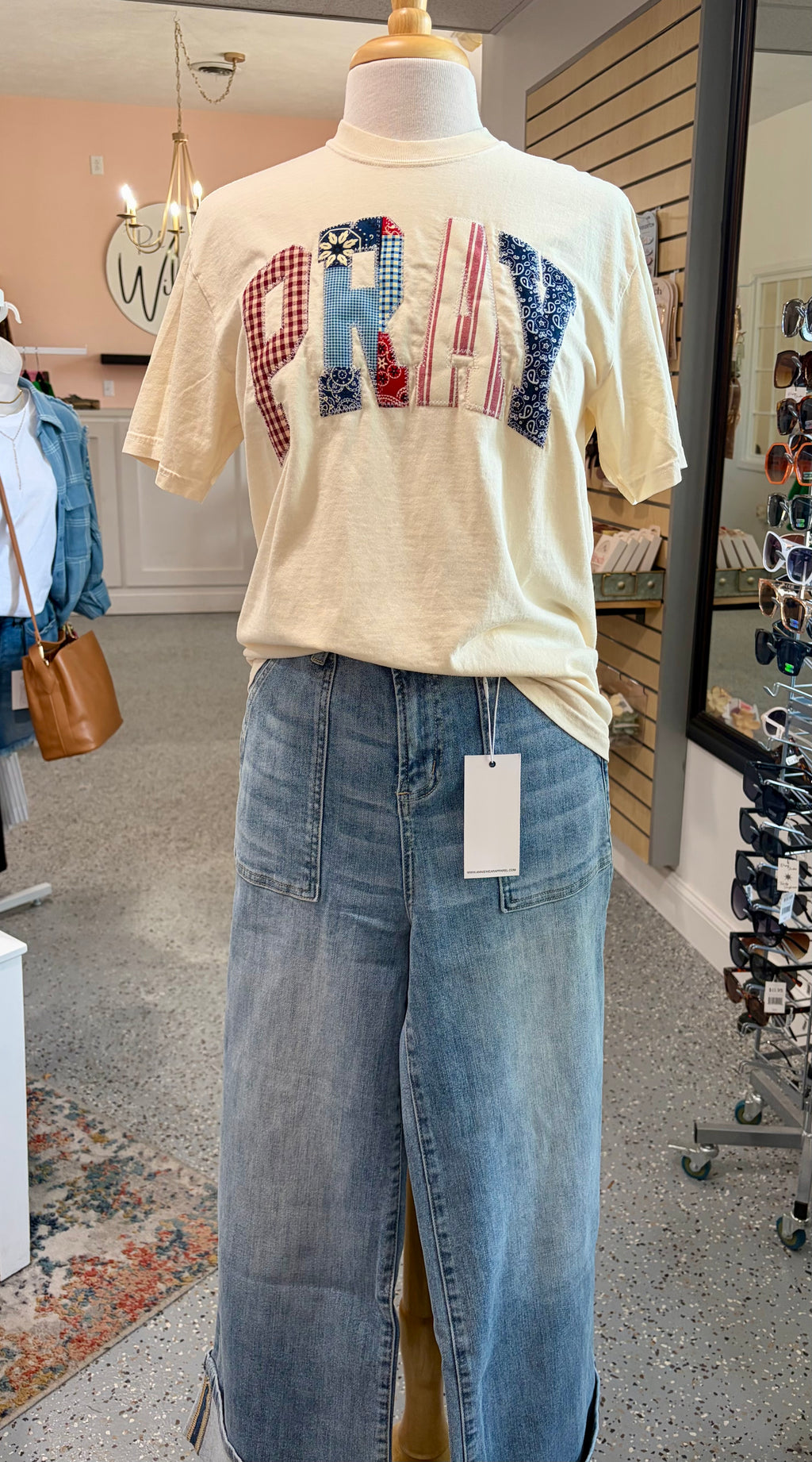 Patriotic Embroidered Pray Short Sleeve