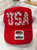Red USA Star Trucker Cap