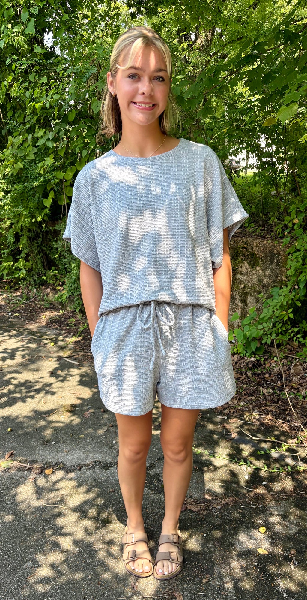 Textured Knit Loose Fit Top & Shorts Set