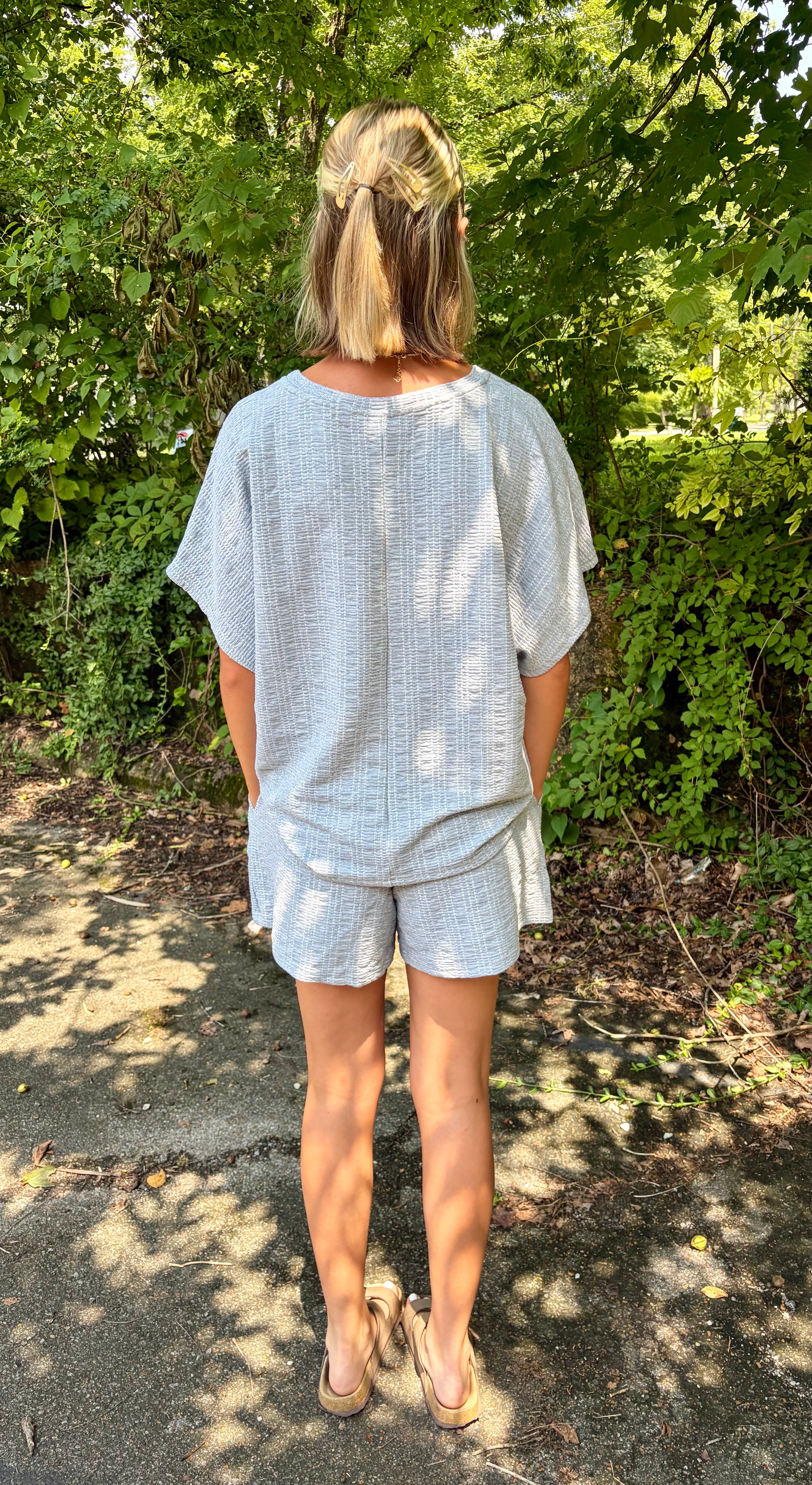 Textured Knit Loose Fit Top & Shorts Set