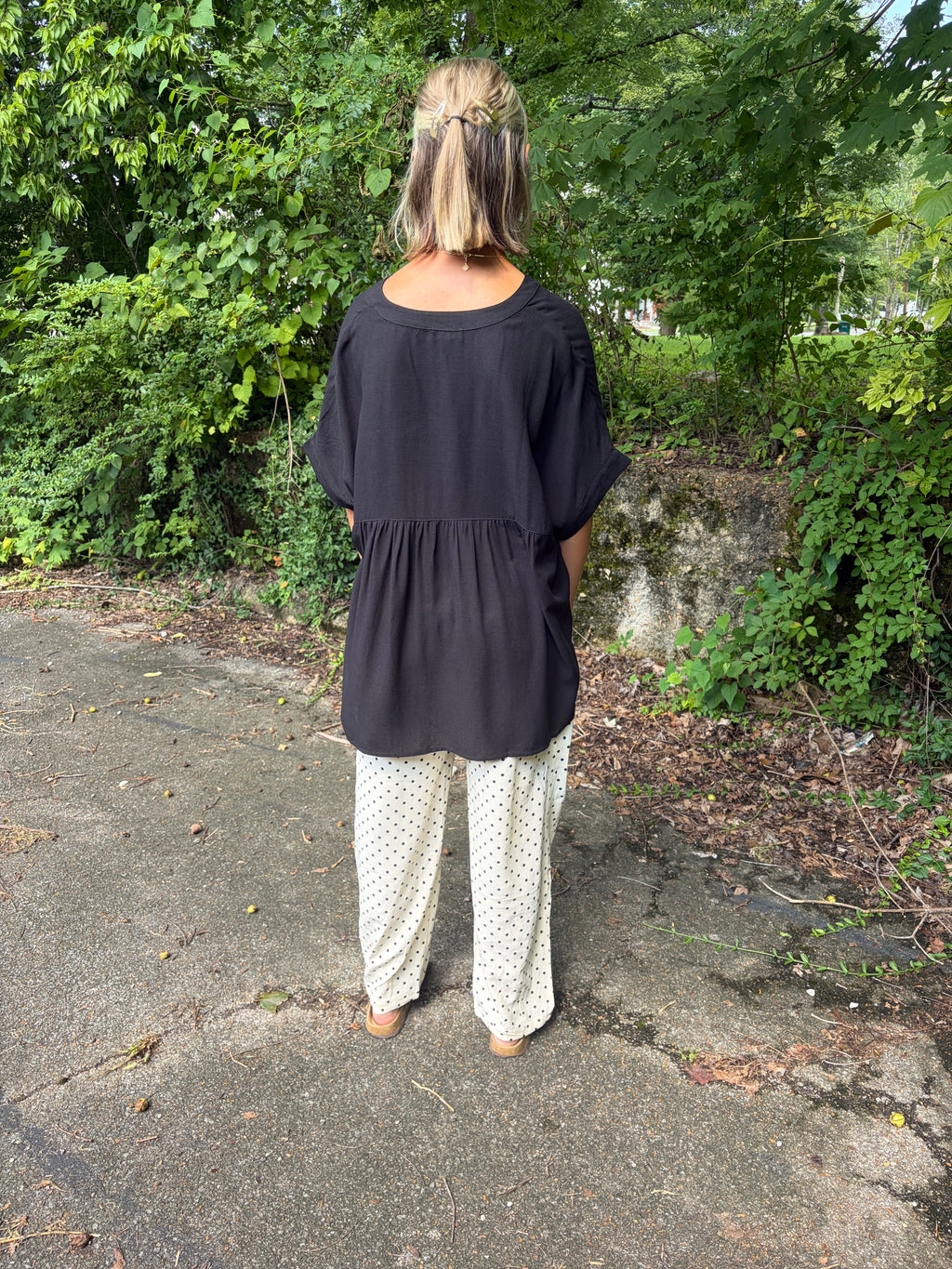 High Low Short Sleeve Blouse