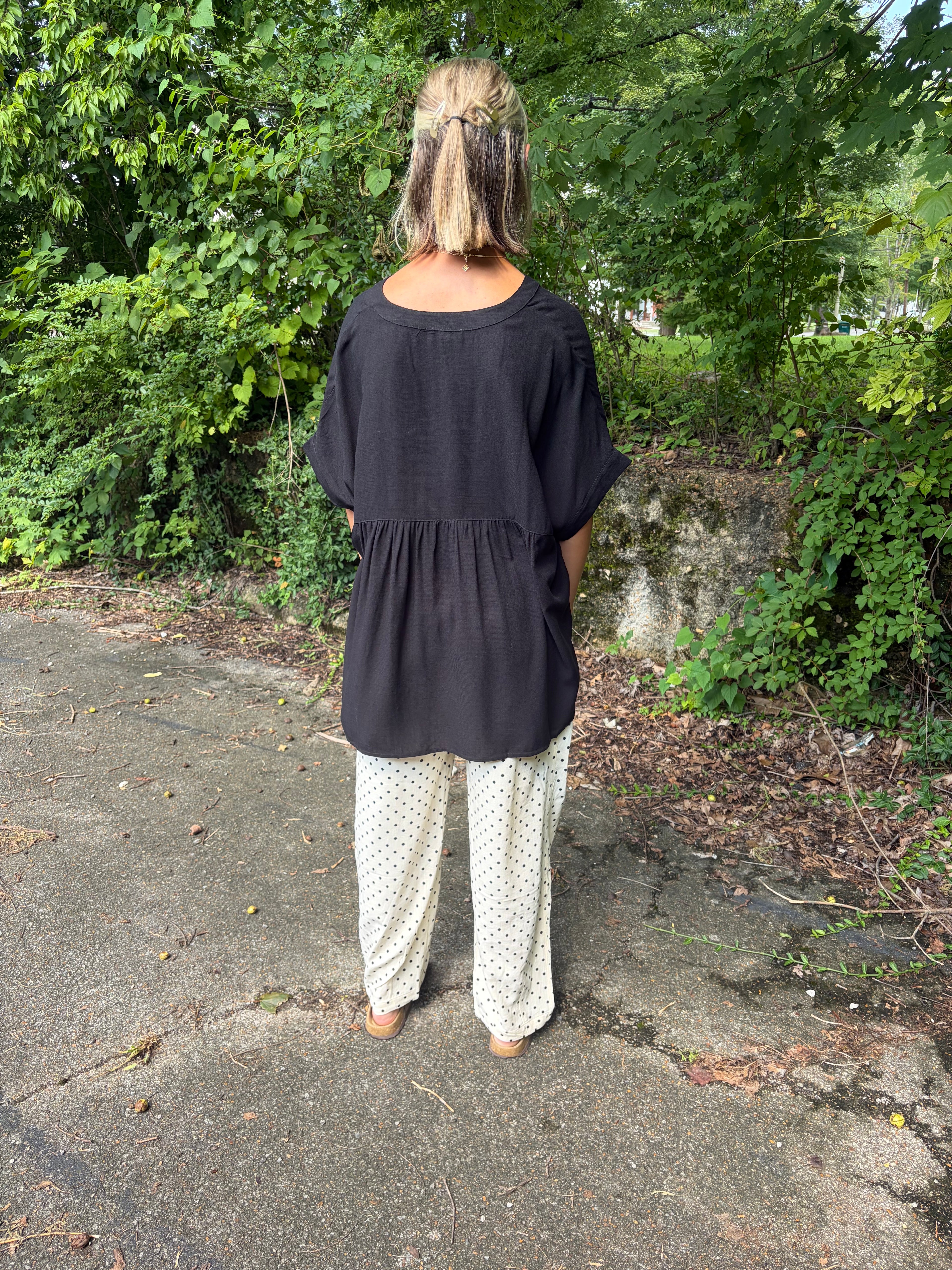 High Low Short Sleeve Blouse