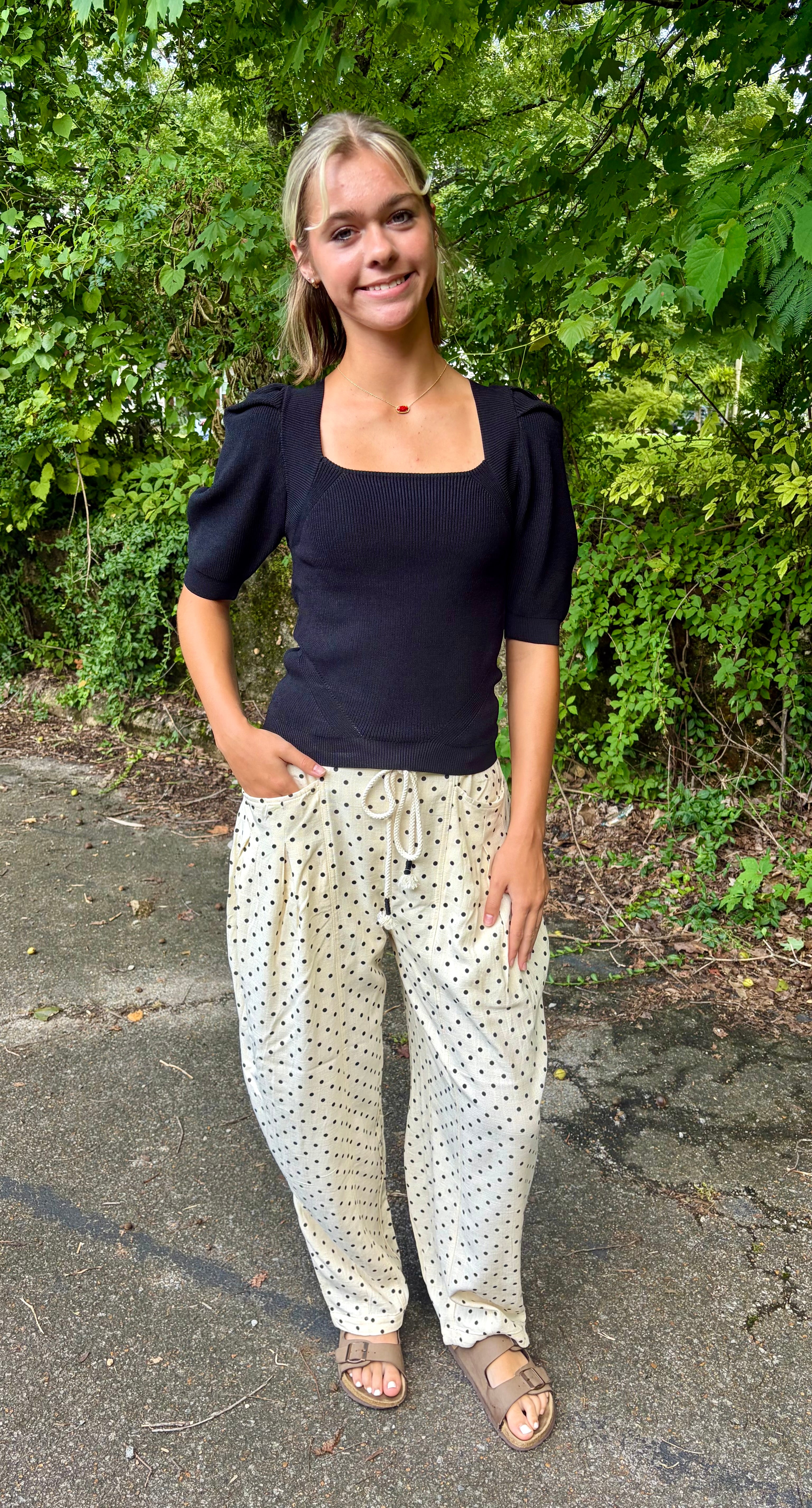 Polka Dot Barrel Leg Pants