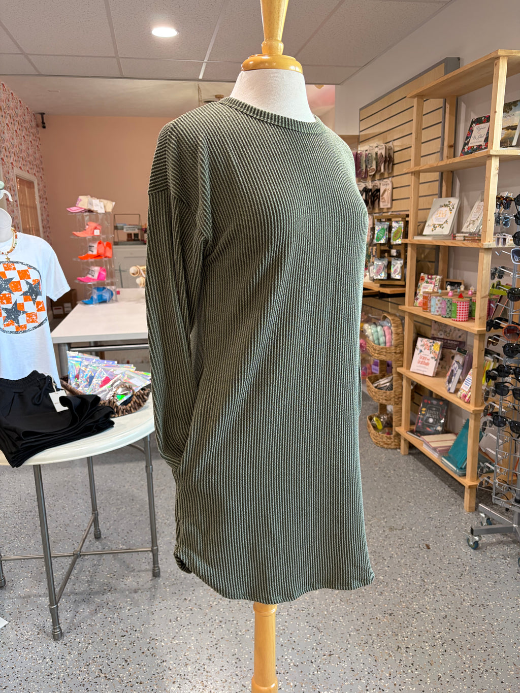 Puff Sleeve Ribbed Mini Dress
