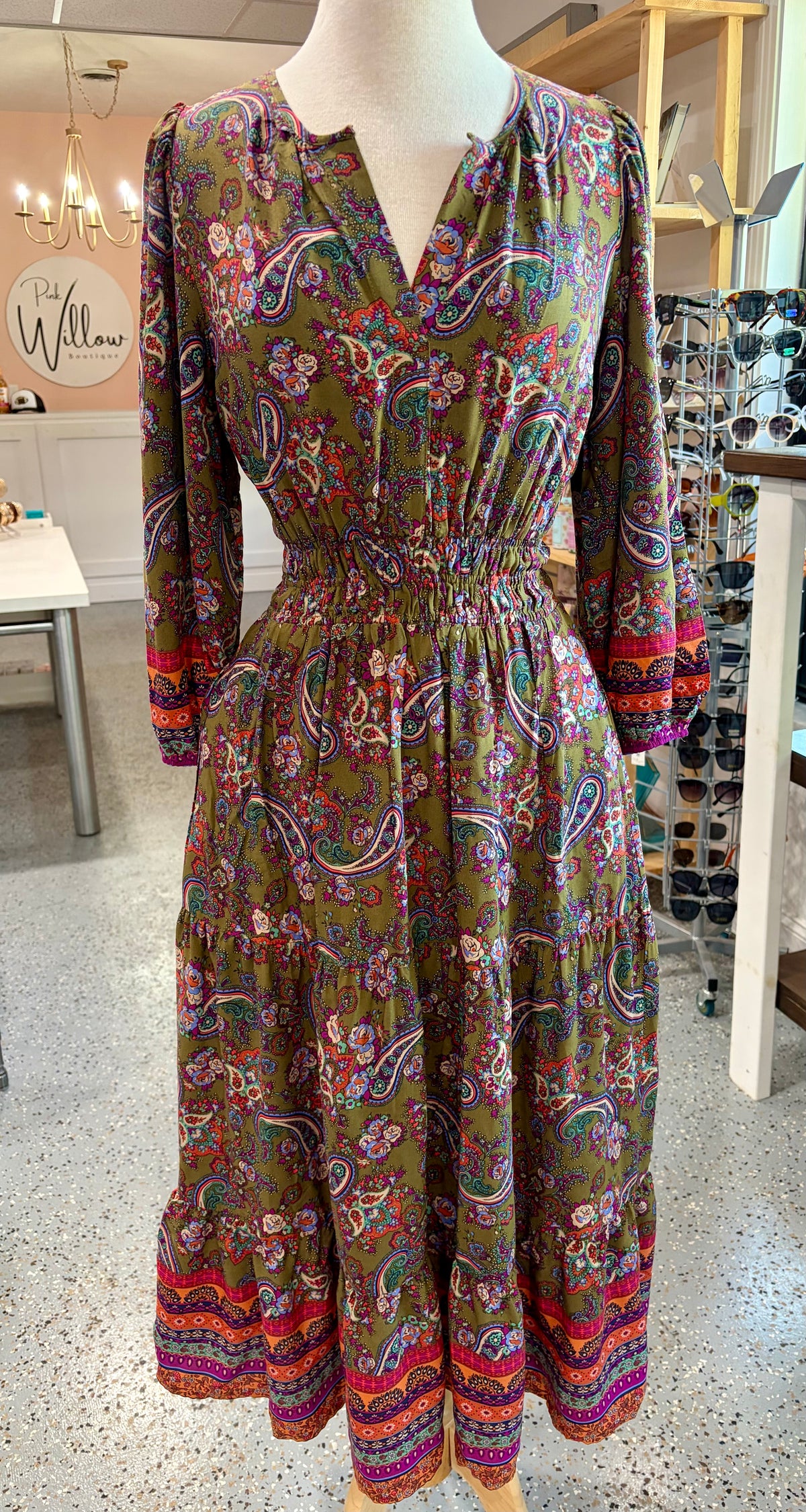 Paisley Print Mid-Length Dress
