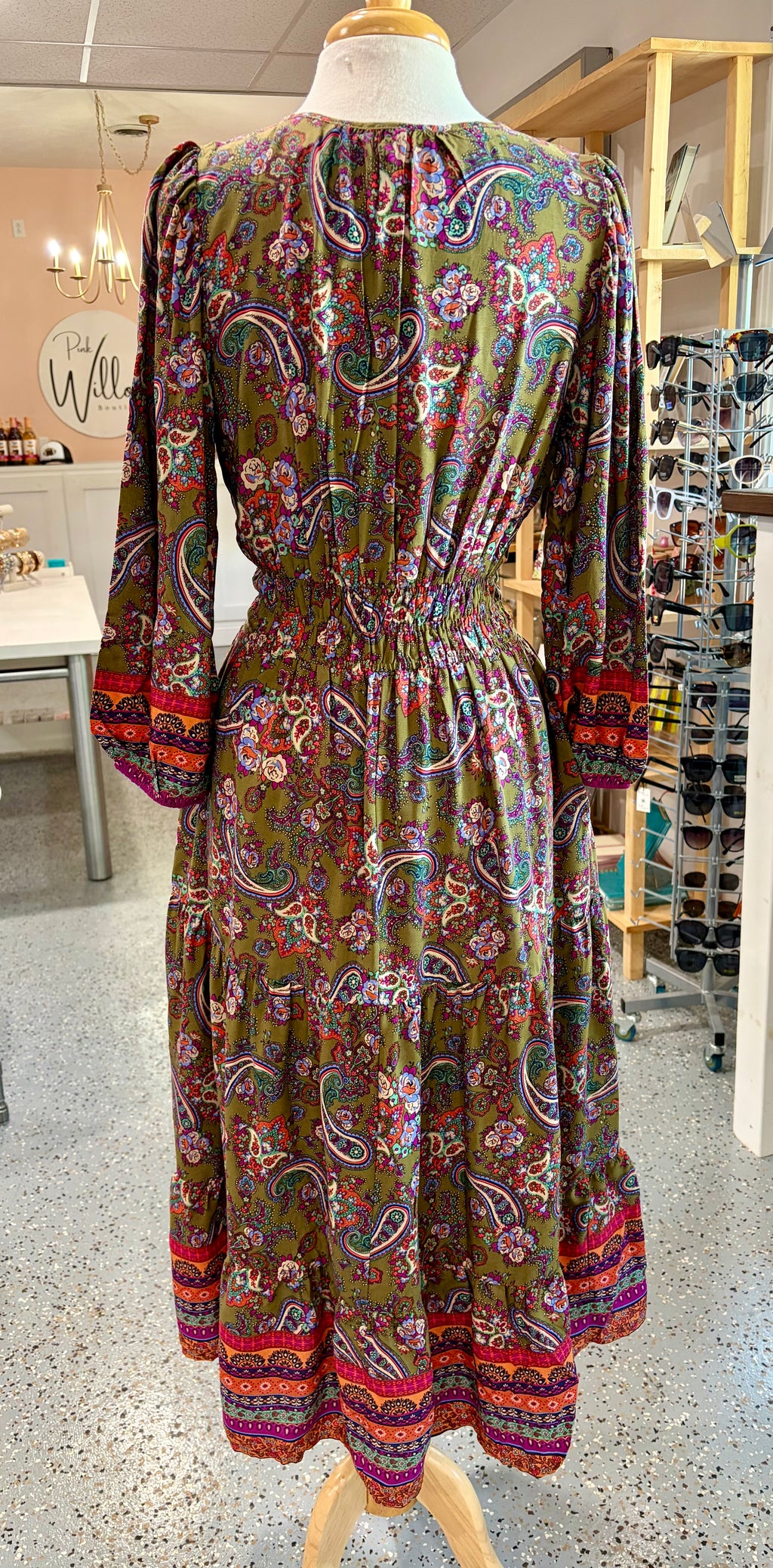Paisley Print Mid-Length Dress