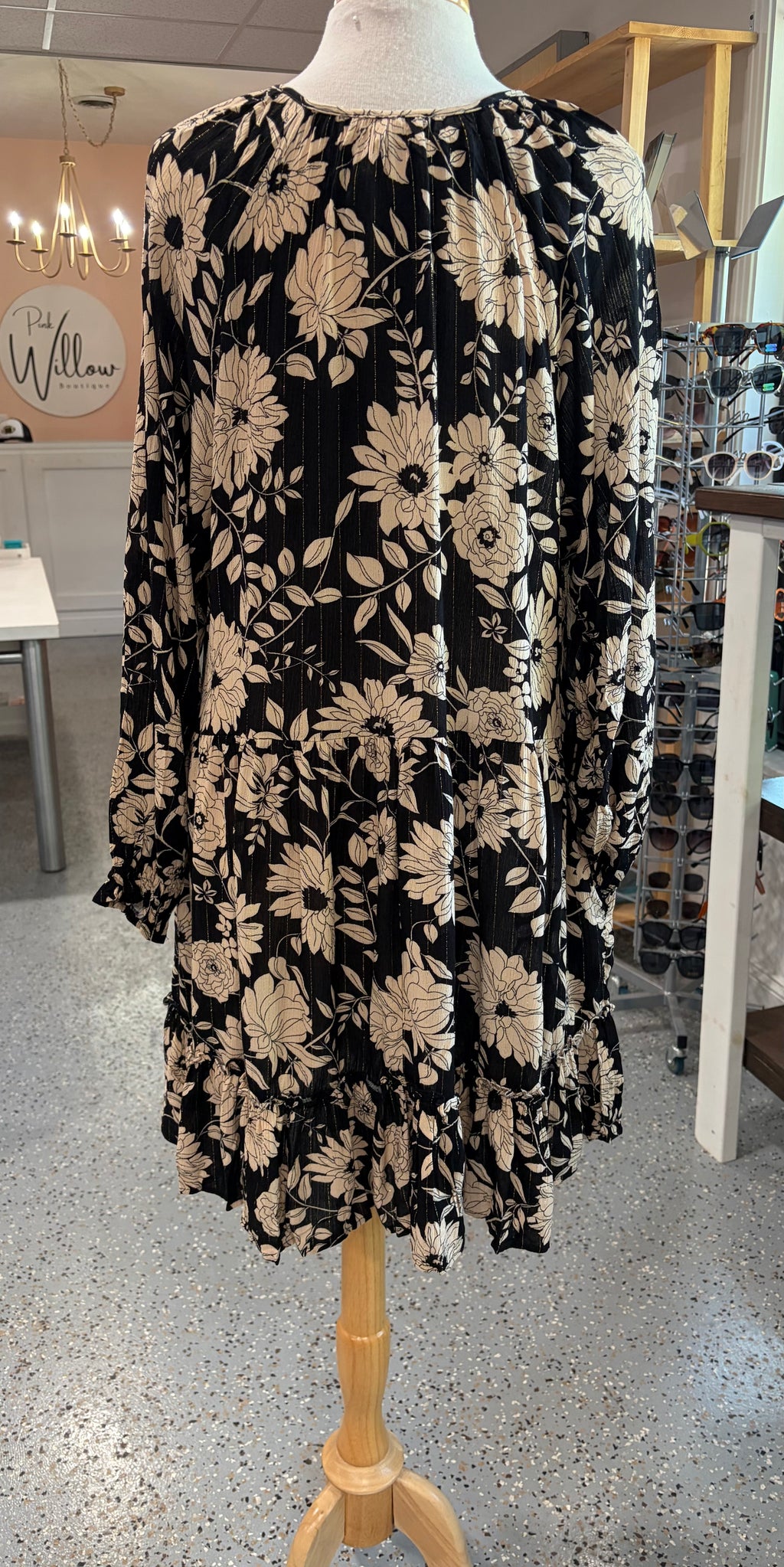 Floral Printed Long Sleeve Gauze Dress