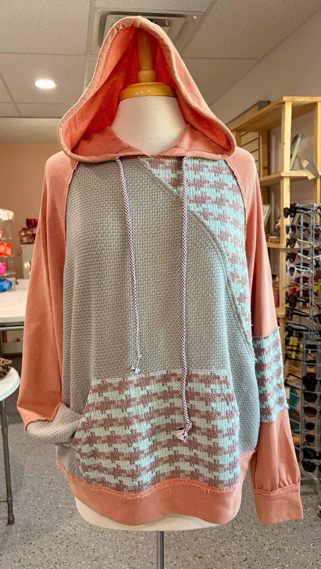 Color Mixed Mineral Washed Hooded Pullover