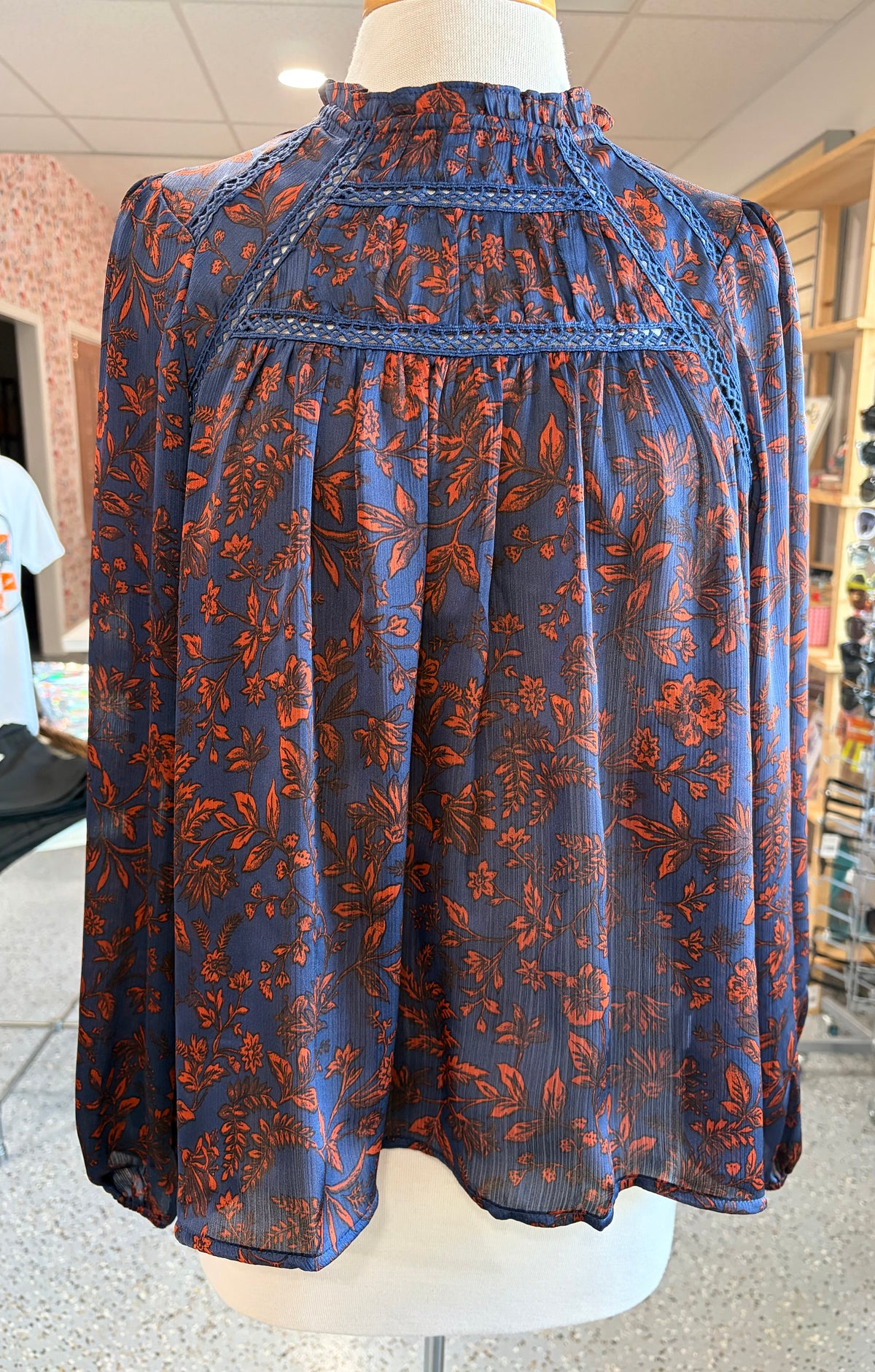 Floral Printed Crinkle Satin Blouse