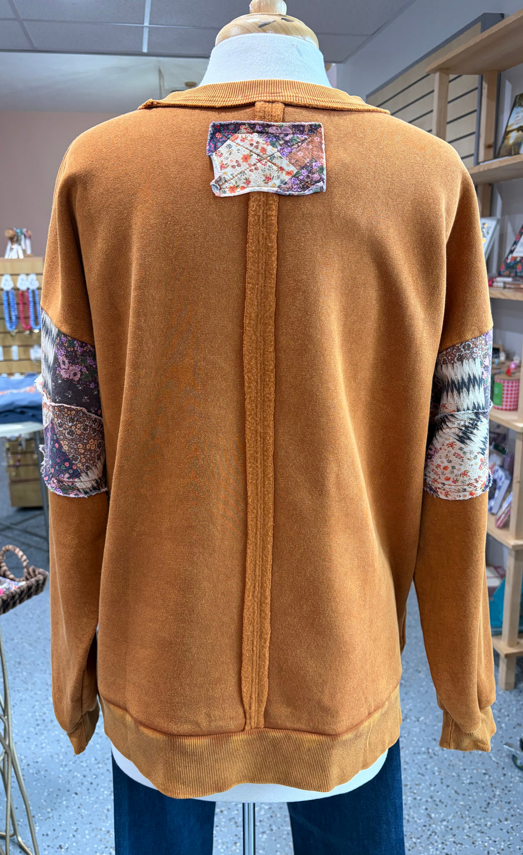 Patchwork Washed Knit Pullover
