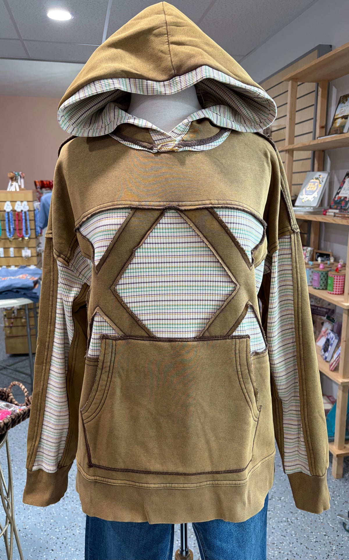 Stripe Washed Knit Hooded Pullover