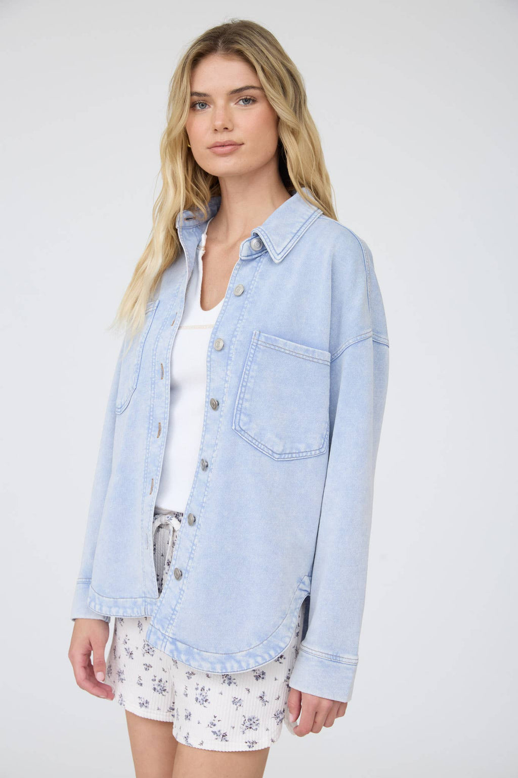 Acid Wash Knit Shacket
