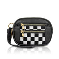Multi-Zipper Checkered Pouch Wristlet