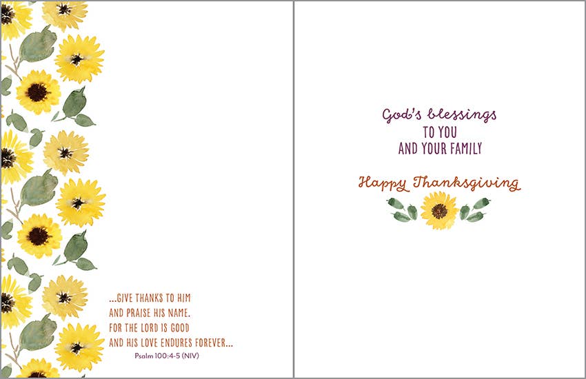 With Scripture Thanksgiving Greeting Card - Sunflower Wreath