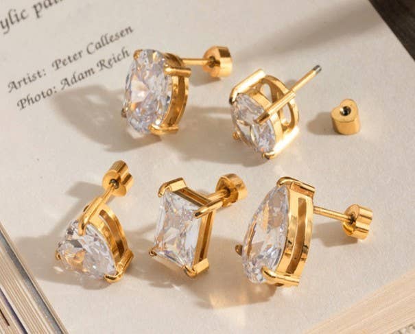 STAINLESS STEEL SCREW BACK POST STUD EARRINGS