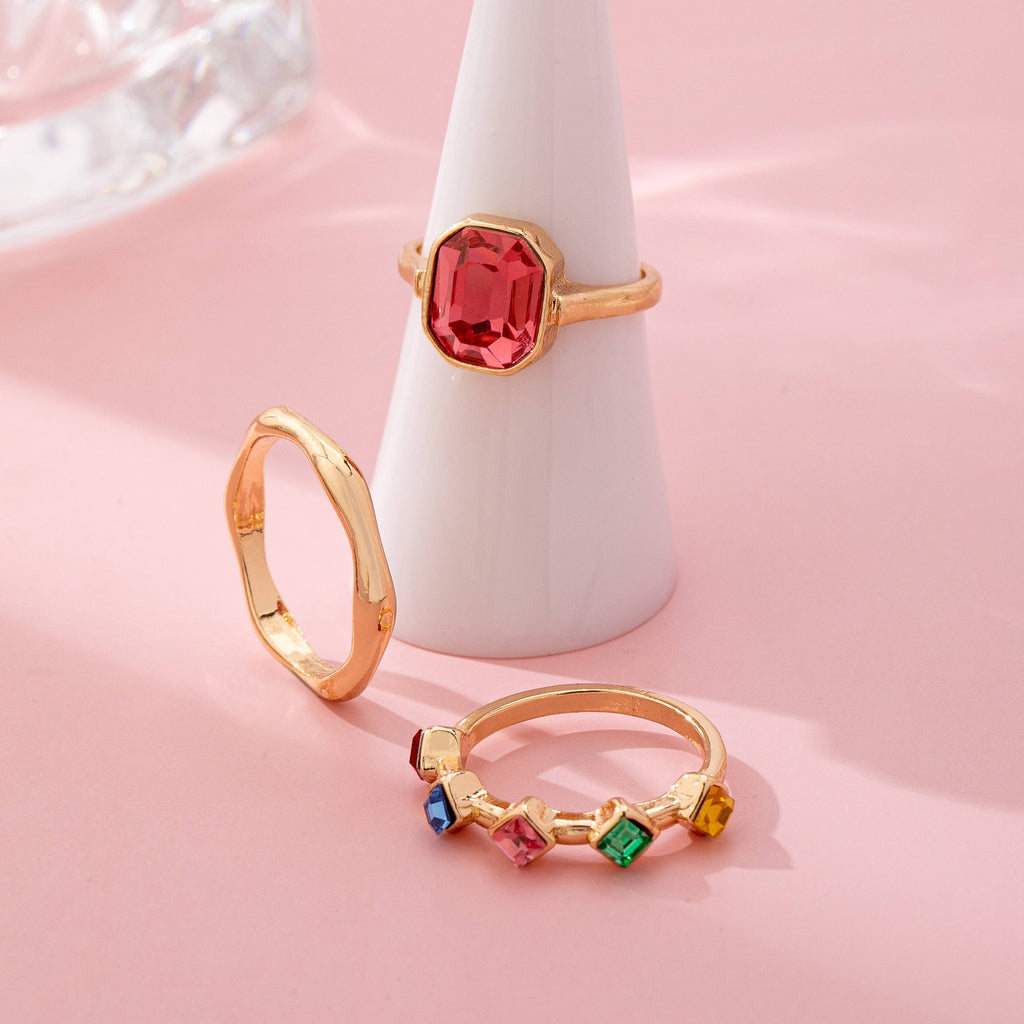 Rainbow Gemstone Organic Statement Ring