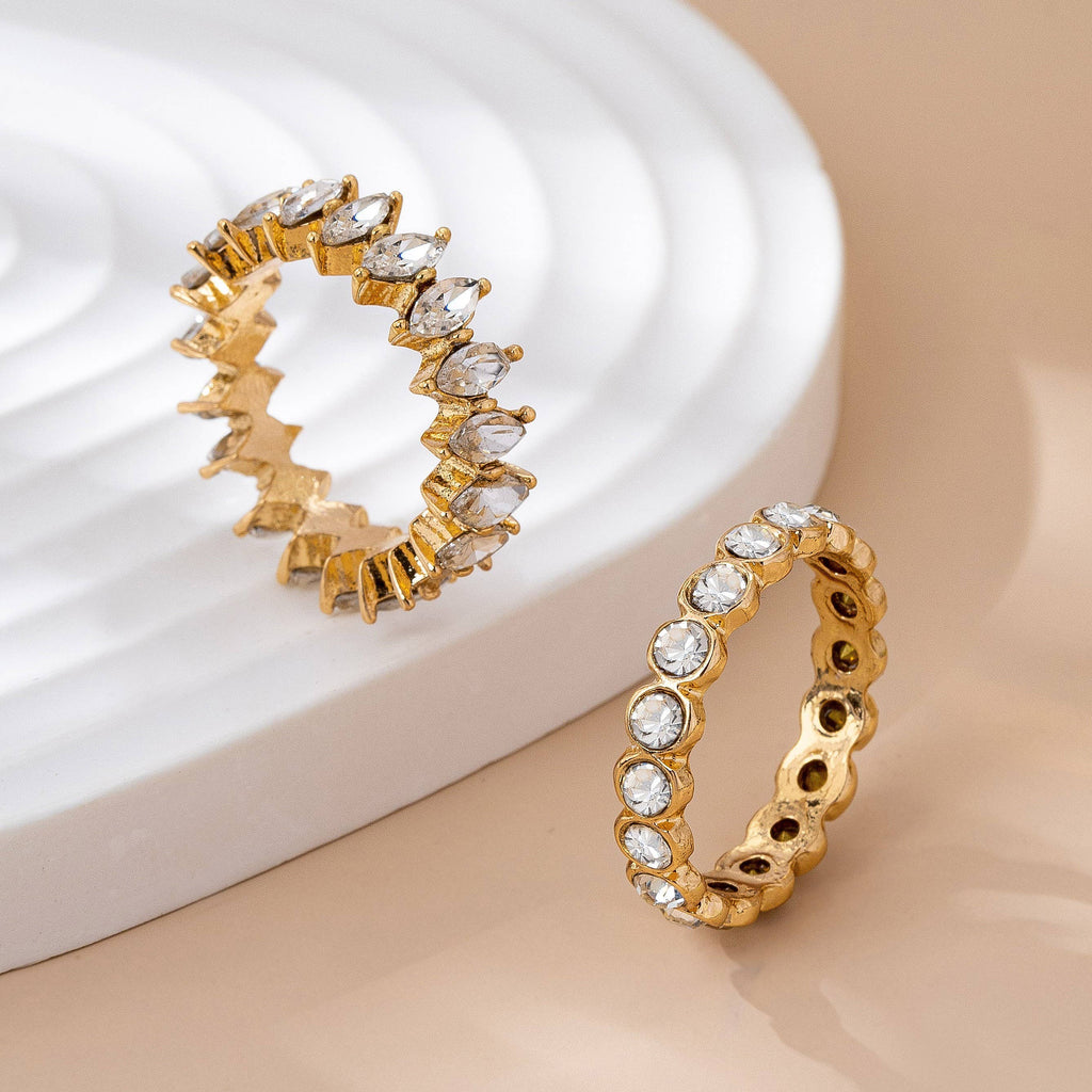 Gold-Tone Crystal Ring Duo